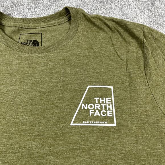North Face‎ T Shirt Womens Medium San Francisco Outdoors Hiking Military Green - Picture 4 of 11